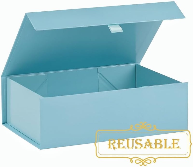PLINJOY 5 Pcs Blue Gift Box for Presents 10.8x7.5x3.5 Inches Magnetic Gift Boxes with Lid Luxury Gift Box for Rectangle Collapsible for Bridesmaid, Wedding, Birthday Gift Packging - Image 2